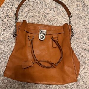 MICHAEL Michael Kors Hamilton Large Brown Saffiano Leather North South Tote